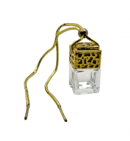 Golden Car Aromatizer Diffuser Bottle(square shape, transparent-10ml)
